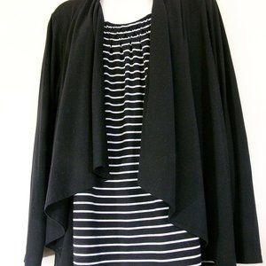 CROFT & BARROW Women's White Black Striped Top w/ Knit Sweater 2X 2 Extra Large